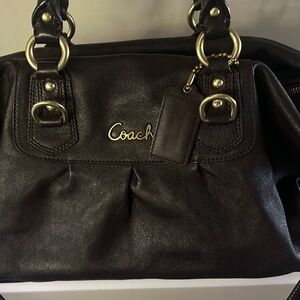 Coach Ashley Dark Brown Satchel Bag with Gold Hardware with Crossbody Strap